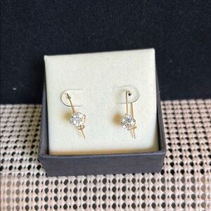Dainty Gold Over Sterling Silver and Cubic Zirconia Earrings